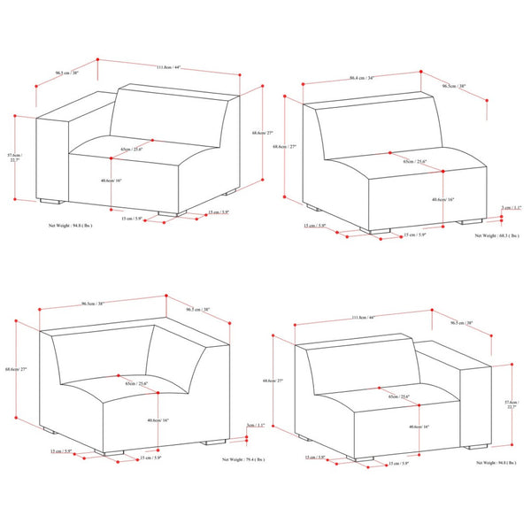 English Elm Rex Modular Corner Sectional with Performance Fabric Seating for Five in Grey B136P199214