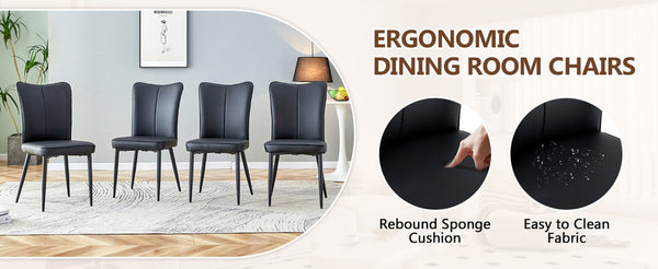 English Elm Table And Chair Set - Modern 71" White Grain Dining Table With Storage & 6 Black Stripe Chairs W1151S04268-GIGA