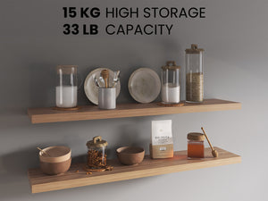 English Elm Ecco Floating Shelves Set of 2 47" – Sleek Matte MDF Wall-Mounted Storage with Hidden Brackets for Stylish Organization and Display Beige 49 L x 11 W x 4 H B070P286445