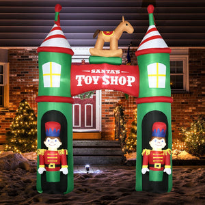 English Elm Outsunny 11.5Ft Christmas Inflatable Archway With Nutcracker Soldiers & Rocking Horse For Festive Yards W2225P229598-GIGA