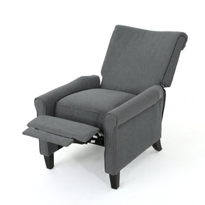 English Elm Christopher Knight Home® - Manual Charcoal Push Back Recliner — Compact Fabric Seat, Plush Support, Space-Saving Comfort for Homes 61369.00CCL