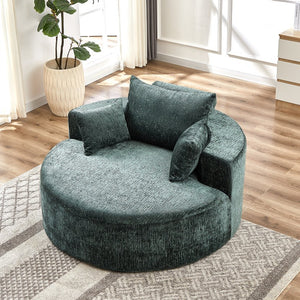 English Elm 55''L Chenille sponge single sofa sleeper chair — no assembly, ultra-soft chenille, plush backrest pillow comfort for living room relaxation Green W834P221025