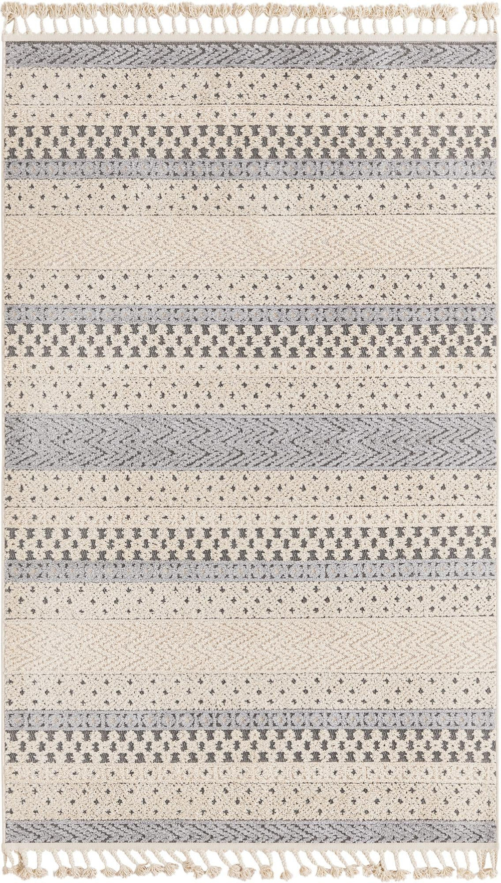 Unique Loom Arlo Matti Machine Made Striped Rug Sandy Beige, Beige/Gray 5' 3" x 8' 0"