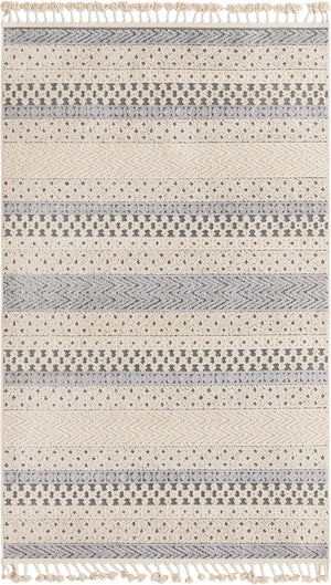 Unique Loom Arlo Matti Machine Made Striped Rug Sandy Beige, Beige/Gray 5' 3" x 8' 0"