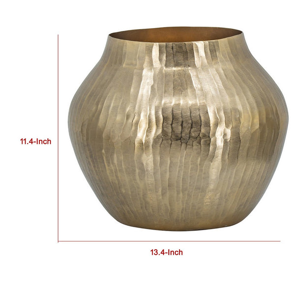 English Elm Kria Hammered Aluminum Decorative Vase with Antique Gold Finish for Glam Interiors B056P416842