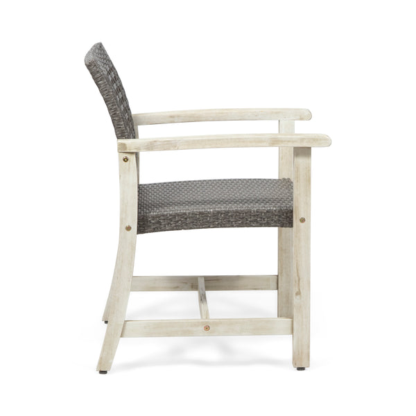 English Elm Christopher Knight Home® - HAMPTON Acacia Wood Dining Chair Pair with Handwoven Wicker Seats and Durable Velvet Finish Black+Grey 60400.00MBLK