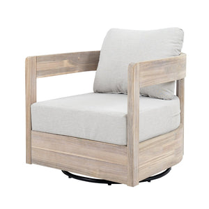 English Elm Telluride Outdoor Acacia Wood Swivel Club Chair Coastal Patio Seating Beige,Light White N775P304793G