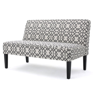 English Elm 50'' Geometric Gray Polyester Loveseat with Matte Black Legs for Modern Living N771P376540S