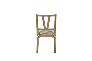 English Elm Slat Slat Back Chair with Cashew Hickory Veneer, Rattan Seat and Removable Tie-On Cushion Set of 2 Light Tan 39.75 L x 26.5 W x 14.75 H B2699P383811