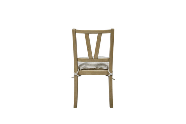 English Elm Slat Slat Back Chair with Cashew Hickory Veneer, Rattan Seat and Removable Tie-On Cushion Set of 2 Light Tan 39.75 L x 26.5 W x 14.75 H B2699P383811