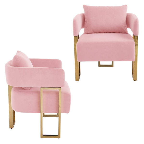 English Elm Ts Velvet Accent Chair Set of Two with Gold Metal Legs for Living Room or Office Pink W2311P414941