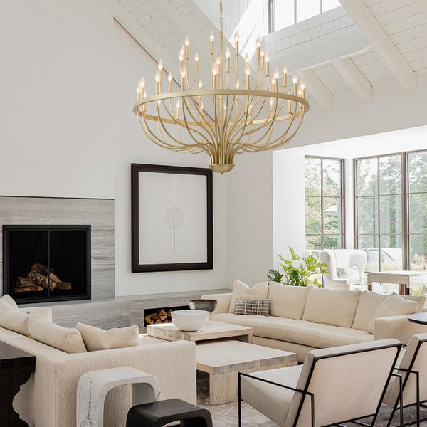 English Elm 36-light Matte Black Iron Candle Chandelier Farmhouse Industrial Style for Large Dining Rooms W5008P464950