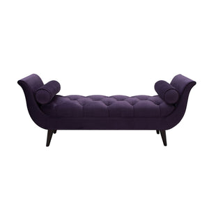 English Elm Alma Velvet Tufted Entryway Bench with Flared Arms and Bolster Pillows Included B2719P238450