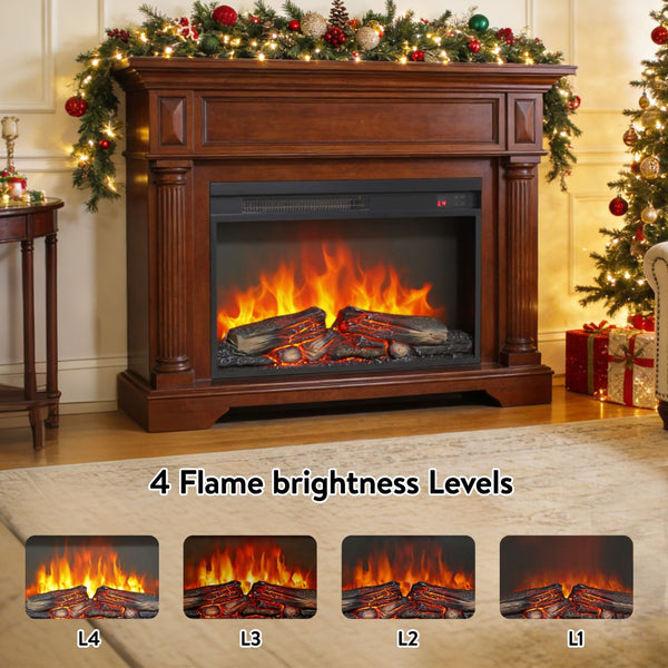English Elm 26 Inch Slim Electric Fireplace Insert with Log Set Realistic Flame and Remote Timer W1769P345285