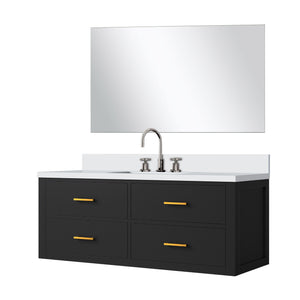 English Elm Black Single Bath Vanity Set - 48" W With Cultured Marble Top, Chrome Faucet & 43" Mirror Included B2731S01997