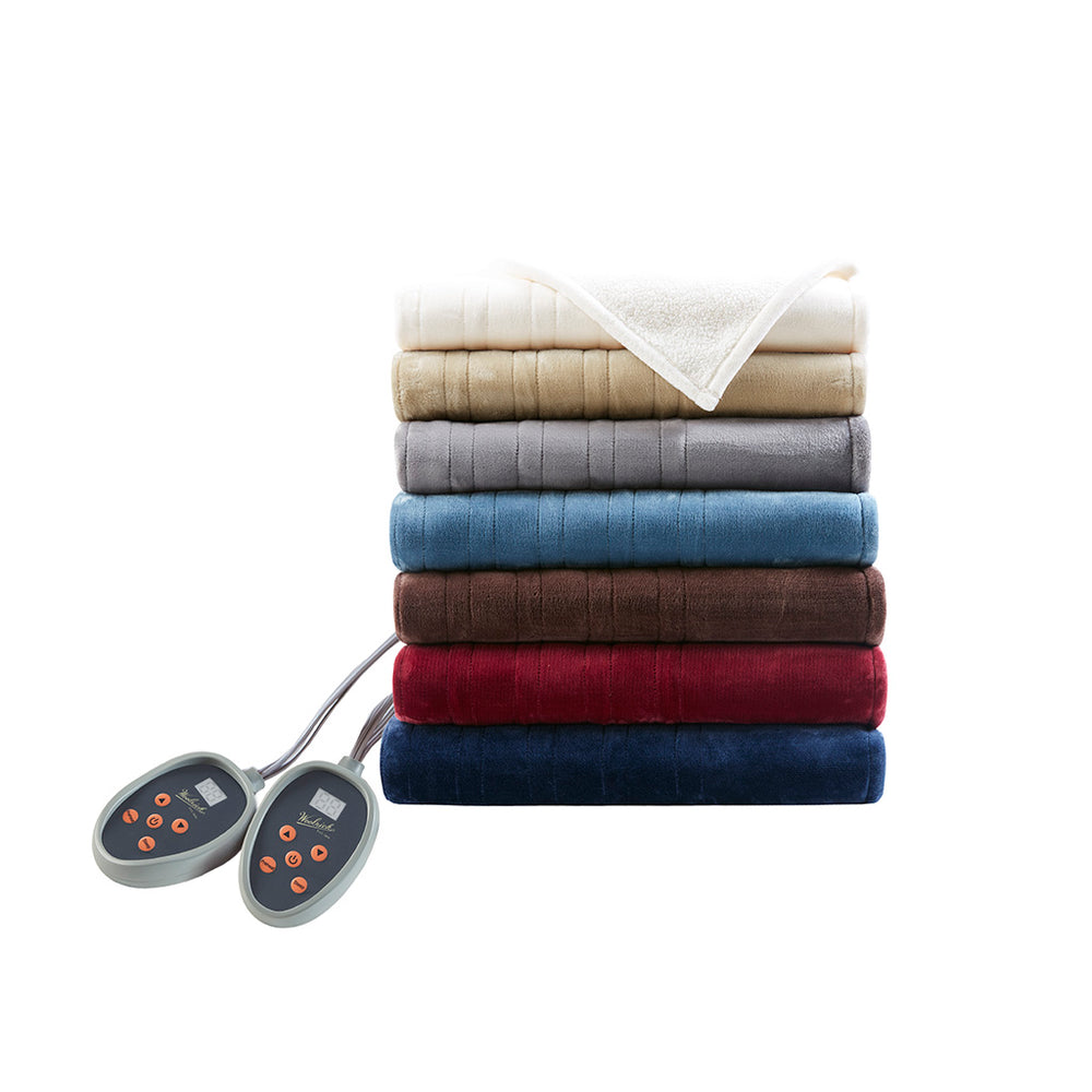 JLA Home Woolrich - Blanket Woolrich heated with Secure Comfort Technology, dual-sided plush, 20-temp control, 5-yr warranty Garnet WR54-1757