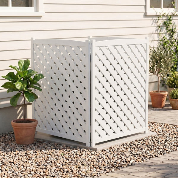 English Elm 3-panel Outdoor Wood Slatted Privacy Screen Enclosure for Patio Equipment Areas White W2640P389245