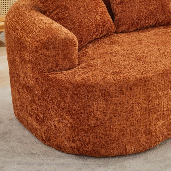 English Elm Curved Chenille Loveseat with Memory Foam Seating and Three Pillows for Compact Spaces Orange W2915P324470