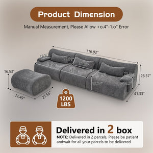 English Elm Boneless Curved Sofa 3 Seat Low Profile Streamlined Frame for Modern Living Rooms W3728S00009