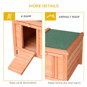 English Elm Wooden Outdoor Pet Hutch with Asphalt Roof Raised Floor and Ramp for Small Animals T3971P383374