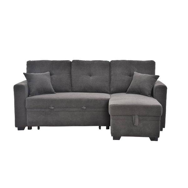English Elm Sleeper Sectional Sofa with Storage Chaise Tufted Polyester Upholstery Small Space W5568S00038