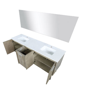 English Elm Rustic Acacia Double Bath Vanity With White Quartz Top, Ample Storage & 70" Mirror For Style B2731S01386-GIGA