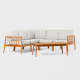Circa Modern Contemporary Modern Outdoor Spindle Style 6 Piece Sectional - Natural
