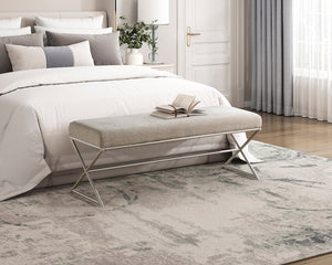 English Elm Contemporary Plush Chenille Upholstered Bench with X-Frame Metal Base, 48" Seat, Modern Entryway Seating Champagne,taupe 50.5 L x 18.5 W x 11.25 H B011P361969