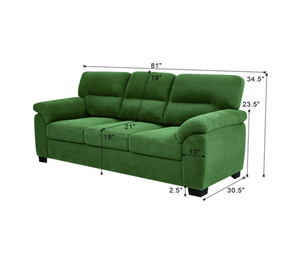 English Elm 3-seater Track Arm Sofa Tufted Textured Fabric Couch for Modern Living Rooms Dark Green W5568S00010