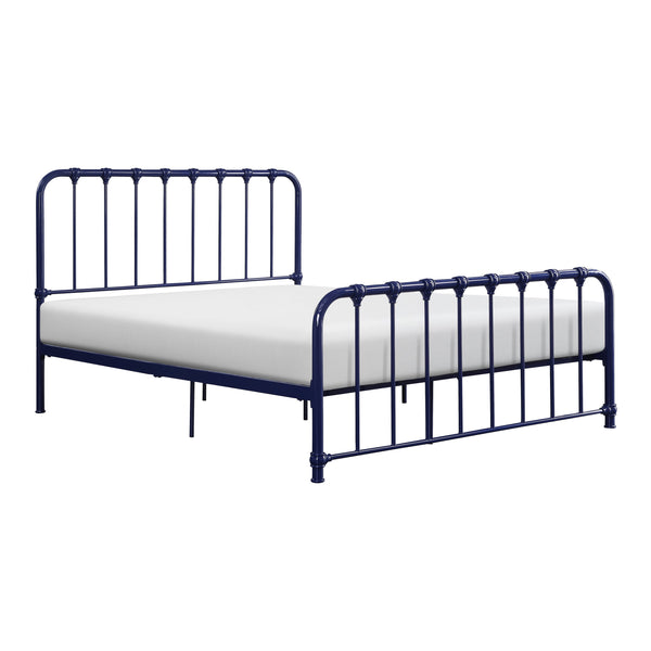 English Elm Metal Bed Bethany Queen Platform with Curved Headboard and Timeless Accent Joints for Stylish Rooms Blue 67.75 L x 38.25 W x 4.5 H B011P265590