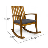 Christopher Knight Home® - Noble House - Colmena Outdoor Acacia Wood Rustic Rocking Chair With Cushion,Teak And Dark Gray