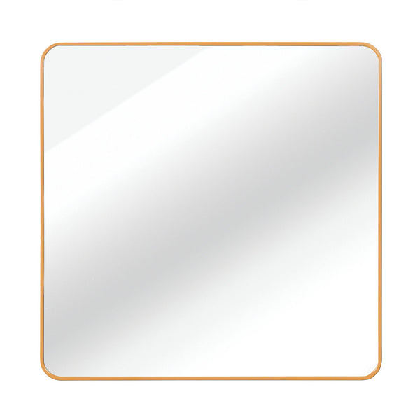 English Elm 30 30 in x 30 in Metal Framed Square Bathroom Mirror with Shatterproof HD Glass, Rust‑Resistant Frame Gold W2203P379069