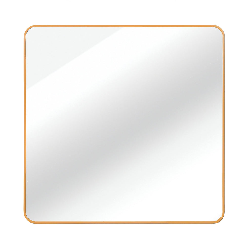 English Elm 36in Square Metal Framed Bathroom Mirror 36x36 Large HD 4mm Shatterproof Glass with Easy Install Hooks Gold W2203P379074