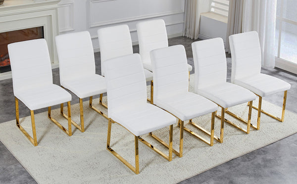 English Elm 6-pack Pu Leather Dining Chairs with Iron Frame and Thick Foam Cushion for Home or Office W2920S00101