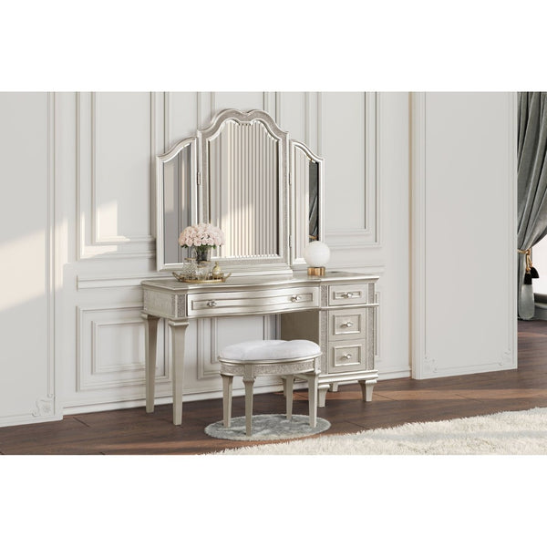English Elm Colwood Four Drawer Glam Vanity Desk with Crystal Knobs and Built in Usb Charging B062S01490