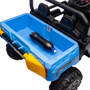 English Elm 24v Kids Ride on Dump Truck Two Seat Electric Utv with Tilting Bed and Remote Control Blue W1578P188521