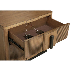 English Elm Moraga Fluted Ash Veneer Nightstand with Two Drawers for Modern Bedrooms B062P451801