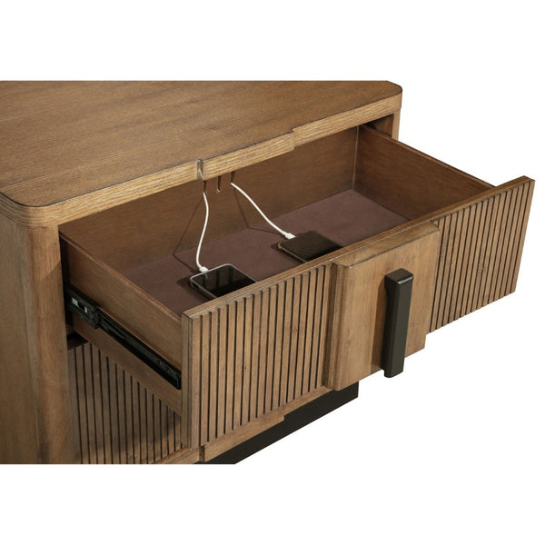 English Elm Moraga Fluted Ash Veneer Nightstand with Two Drawers for Modern Bedrooms B062P451801