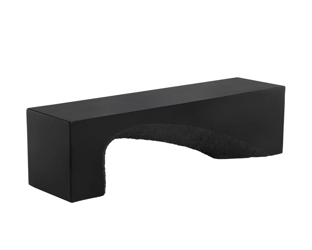 Sunpan Soma Bench - Modern Concrete Seating with Unique Texture for Indoor and Covered Outdoor Spaces Black