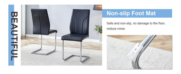 English Elm 2 High Back Pu Leather Dining Chairs with Tailored Stitching for Modern Home Seating W1151P203802