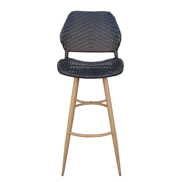 English Elm Christopher Knight Home® - LARYN Outdoor Wicker Barstools - Set of 2 Multibrown Seats with Wood-Finish Metal Legs, Durable Patio Seating 62619.00MBRN