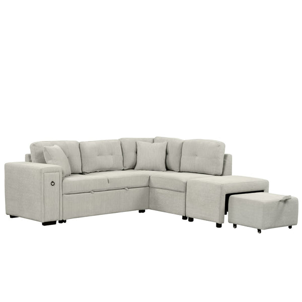 English Elm Sku Convertible Sleeper Sofa with Storage Drawer Ottoman Usb Ports Studio Ready N719P185588E