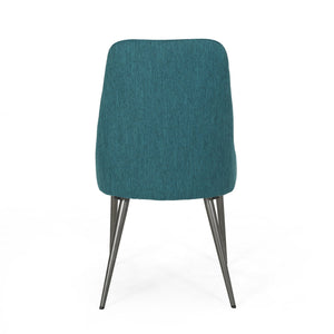 English Elm Christopher Knight Home® - DINING Chair Set of 2 Upholstered Modern Curved Back Dining Chairs with Powder-Coated Metal Legs Teal 62218.00T