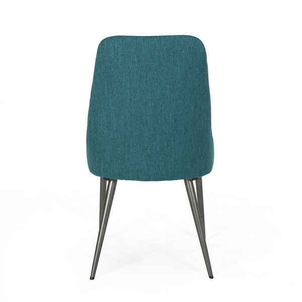 English Elm Christopher Knight Home® - DINING Chair Set of 2 Upholstered Modern Curved Back Dining Chairs with Powder-Coated Metal Legs Teal 62218.00T