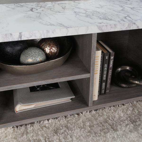 English Elm Lift-Top Coffee Table With Faux Marble Accent | Versatile Storage & Modern Design For Any Space B356P367748