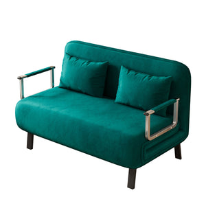 English Elm 39″ Convertible Chair Bed with Adjustable Backrest & Pillow, Steel-Frame Sleeper Chair for Small Spaces Comfortable Multifunctional Lounge Sofa Antique Green W1767P192816
