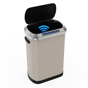 English Elm 50L Smart automatic Trash Can with Silent Slow-Close Lid, Motion Sensor, Durable 0.45mm Steel Body LIGHT GREY W1550P247975