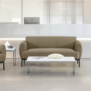 OSP Home Furnishings Delta Contemporary Commercial Grade Sofa with Sinuous Spring Support and Black Metal Legs DTL53-K063