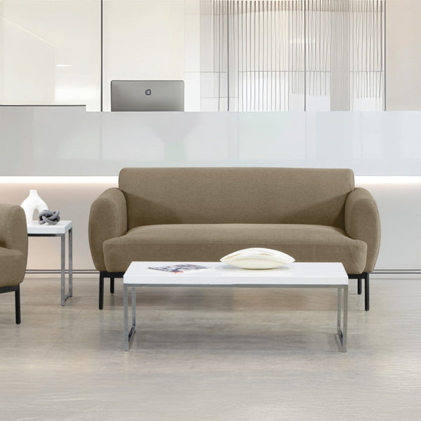OSP Home Furnishings Delta Contemporary Commercial Grade Sofa with Sinuous Spring Support and Black Metal Legs DTL53-K063