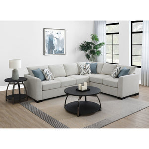 English Elm Radison Greige Fabric Sleeper Sectional with Hidden Pull-out Bed for Living Rooms B062S01405